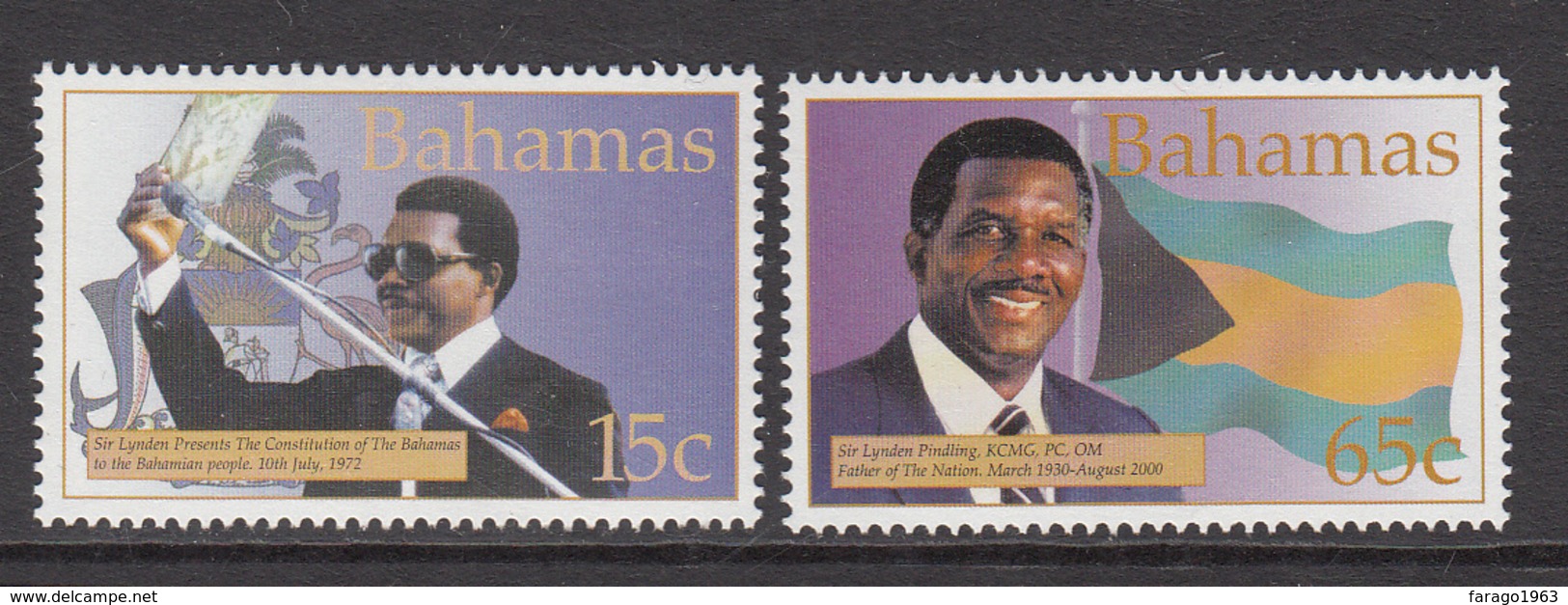 2001 Bahamas President Flags Complete Set Of 2 MNH - Bahamas (1973-...)