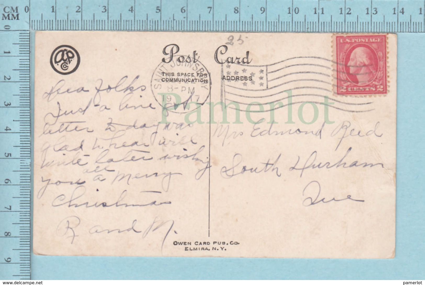 Carte Postale CPA - Christmas  - Used Voyagé En 1917 + USA Stamp, Cover Saint Johnsbury VT - Autres & Non Classés