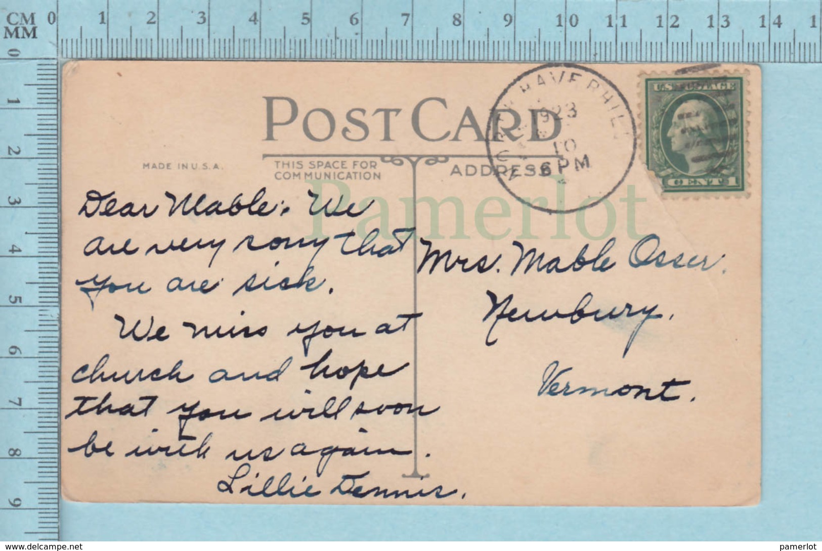 Carte Postale CPA - Sorry You're Ill.. - Used Voyagé En 1923 + USA Stamp, Cover To North Haverhill NH - Autres & Non Classés