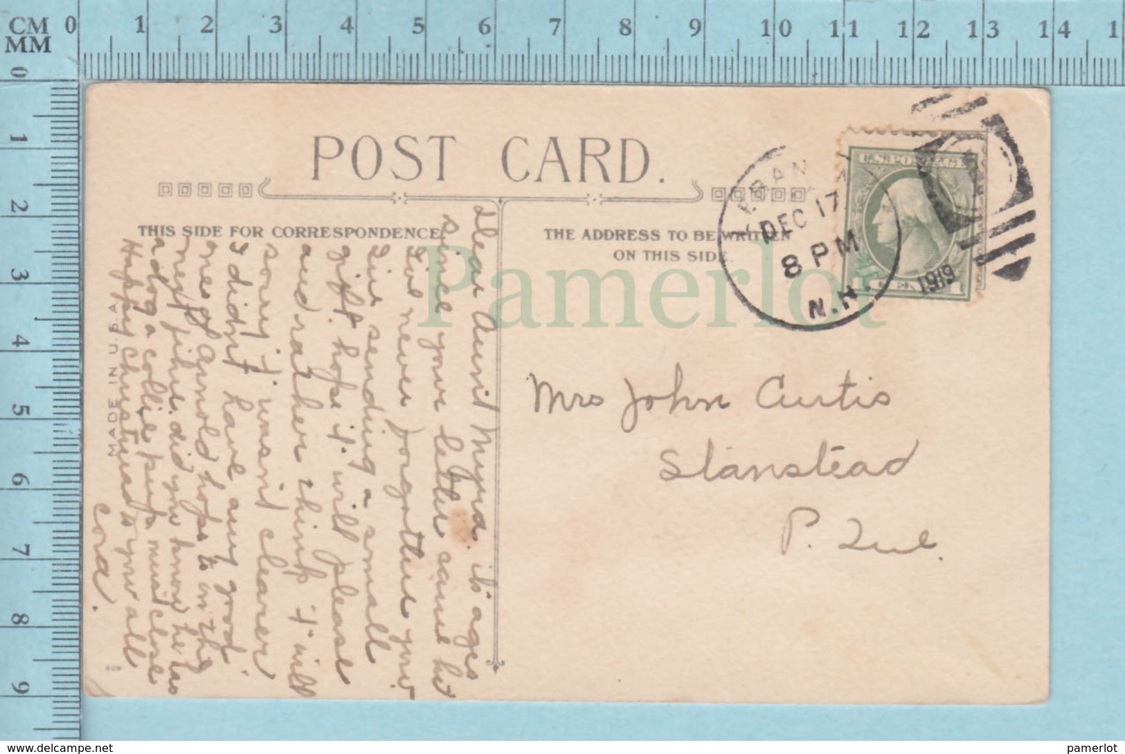 Carte Postale CPA - Christmas Lantern - Used Voyagé En 1919 + USA Stamp, Cover Lebanon NH - Autres & Non Classés