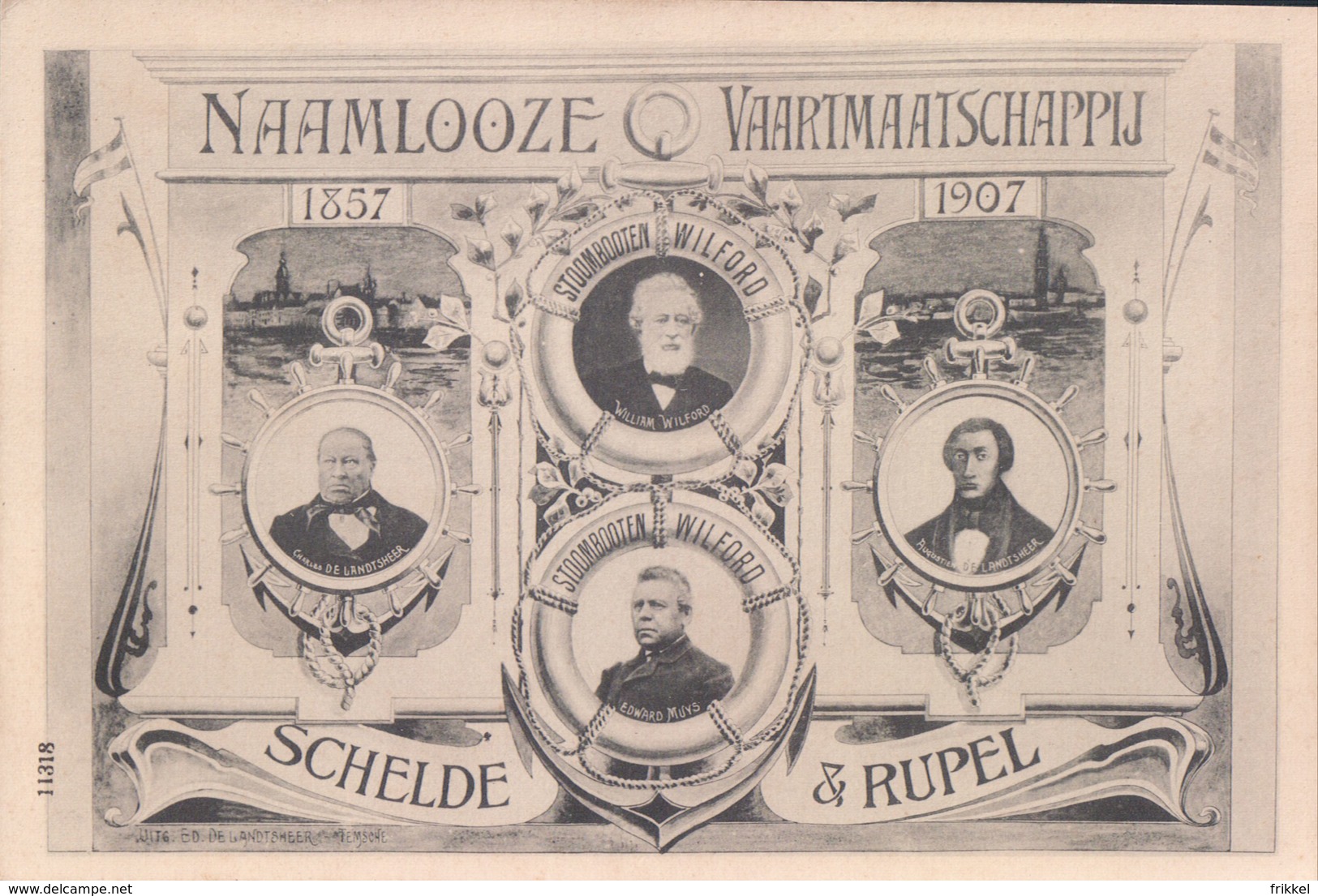 Naamlooze Vaartmaatschappij 1857 - 1907 Stoombooten WILFORD Schelde & Rupel Antwerpen - Temse - Temse