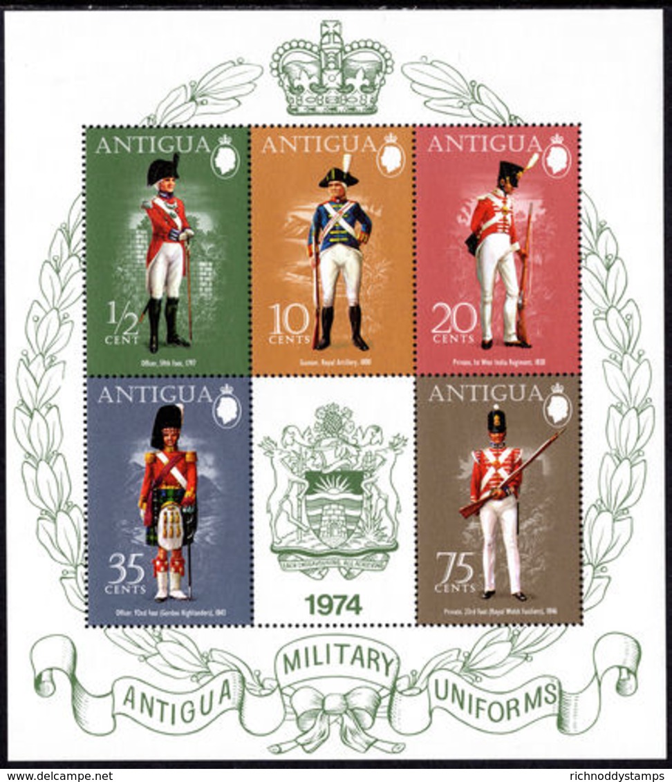 Antigua 1974 Military Uniforms (5th Series) Souvenir Sheet Unmounted Mint. - Anguilla (1968-...)