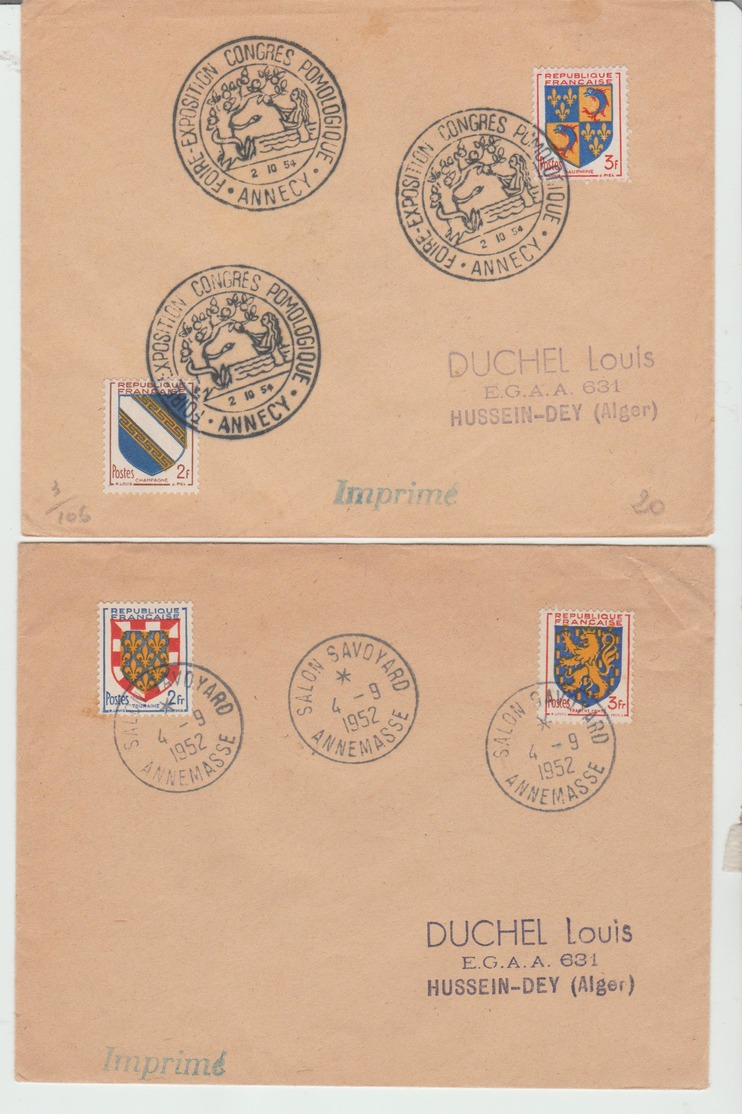 Hte SAVOIE Cachet Commémo " ANNECY & ANNEMASSE " / LSC De 1952 & 54 TB - Cachets Commémoratifs