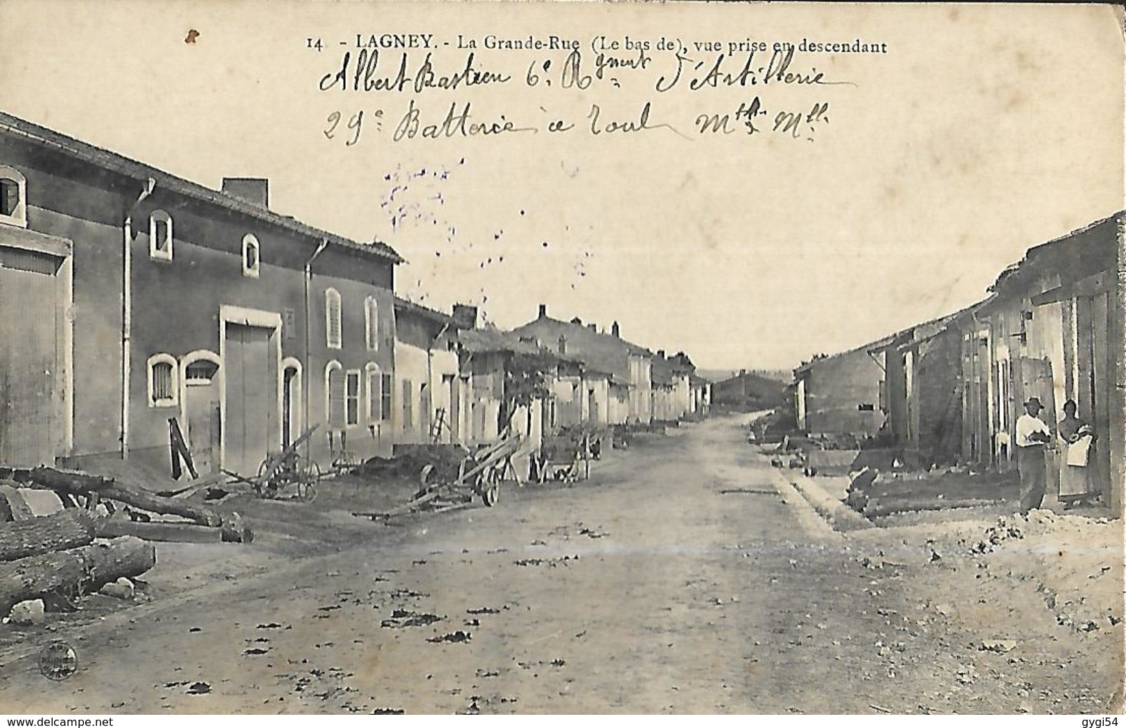 54  Lagney   ( 501 Habitants )      La Grande Rue  ( Le Bas De ) Vue Prise En Descendant     CPA 1914 - Autres & Non Classés