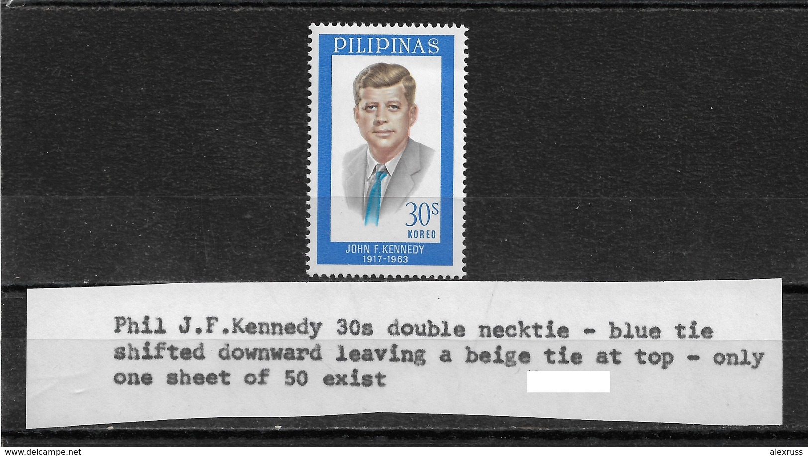 Philippines 1965, JFK, John F. Kennedy, Tie ERROR RRR, Sc # 927, XF MNH**OG, Offers Welcome, (NR-7) - Philippines