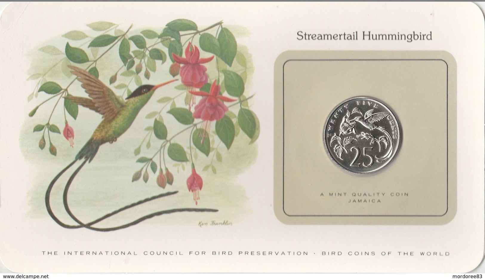 BIRD COINS OF THE WORLD - JAMAICA - 25C - STREAMERTAIL HUMMINGBIRD                              -  TDA20A - Jamaique