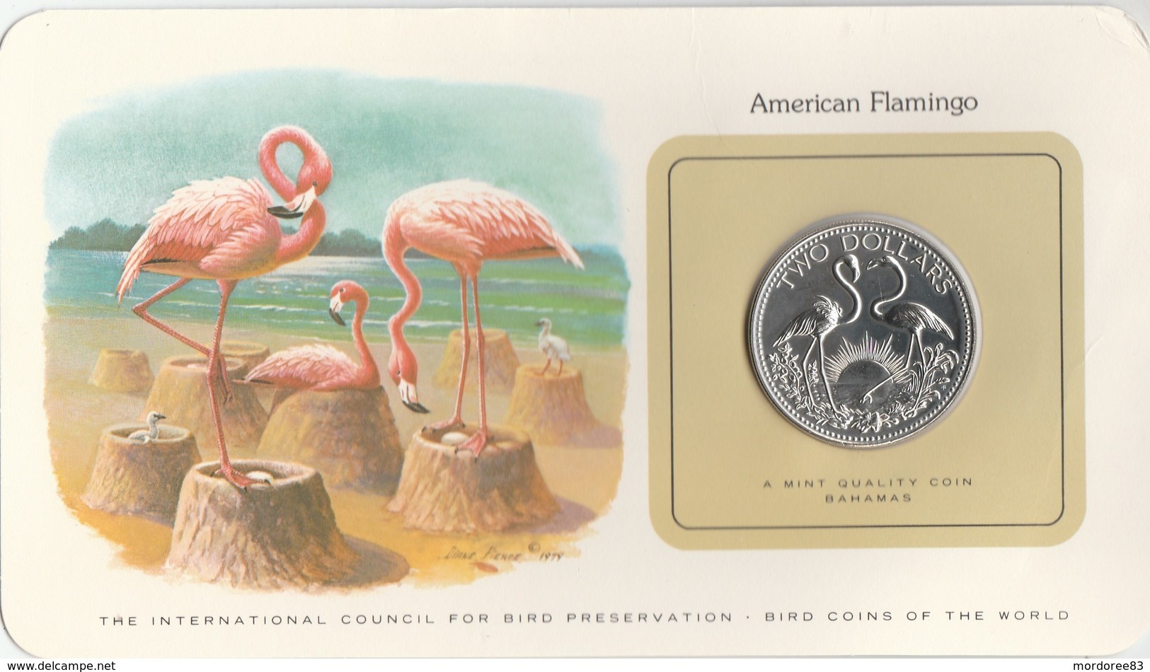 BIRD COINS OF THE WORLD - BAHAMAS - TWO DOLLAR - 1979 - 2 AMERICAN FLAMINGO         -  TDA20A - Bahamas
