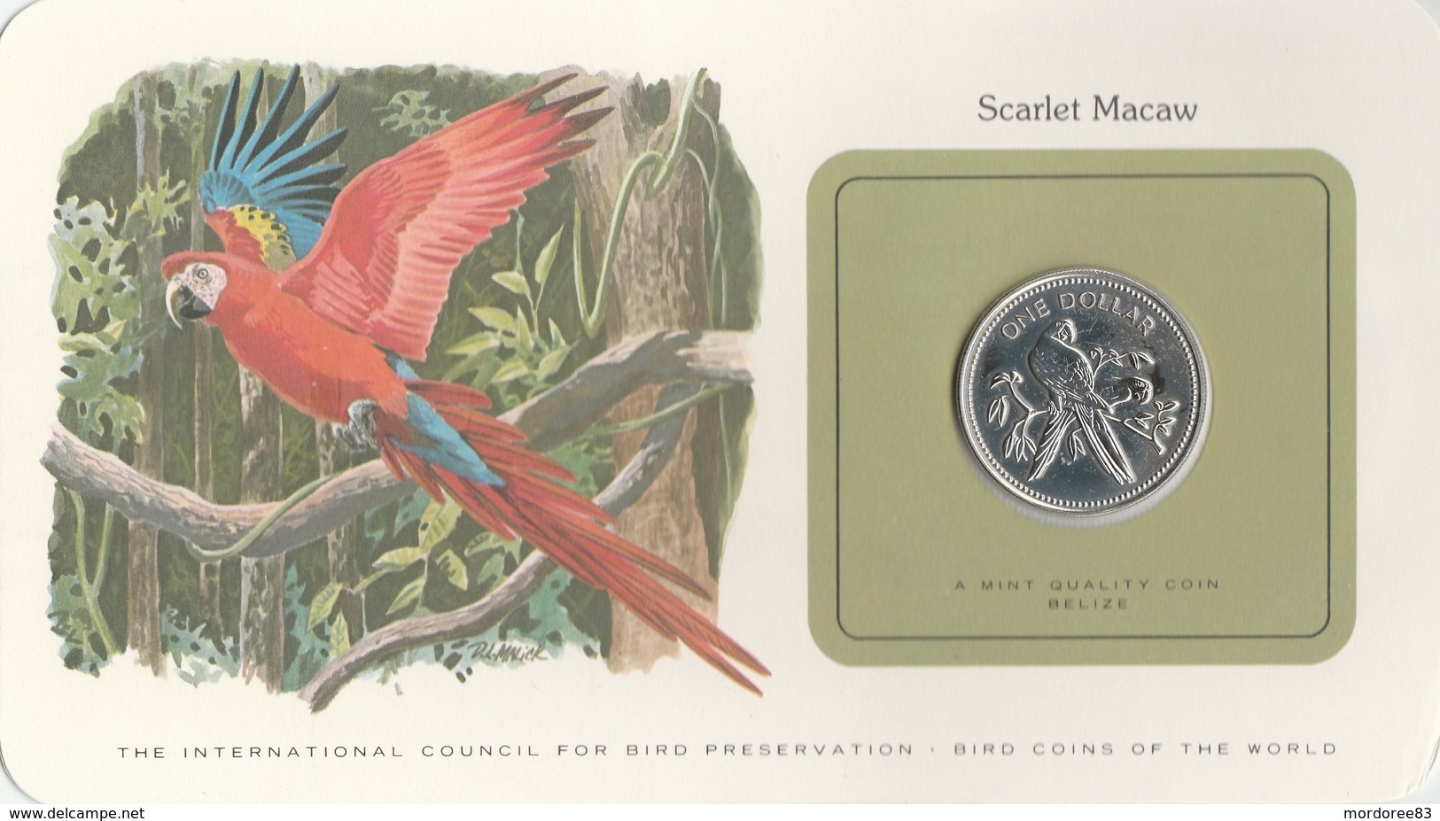BIRD COINS OF THE WORLD - BELIZE - 1 DOLLAR - 1980 - SCARLET MACAW         -  TDA20A - Bahamas