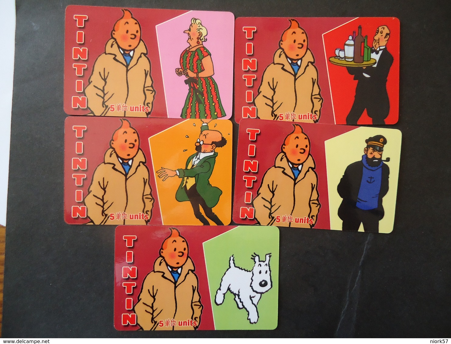 CHINA USED CARDS SET 5 DISNEY COMICS TINTIN MILOU PRINTED COPIES 250 - Disney