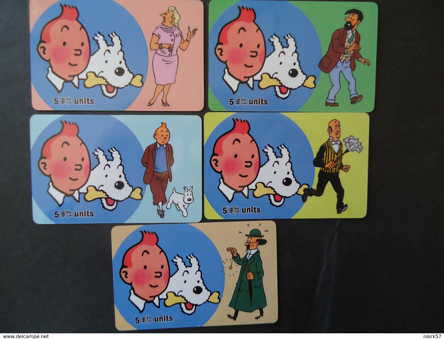 CHINA USED CARDS SET 5 DISNEY COMICS TINTIN MILOU PRINTED COPIES 250 - Disney