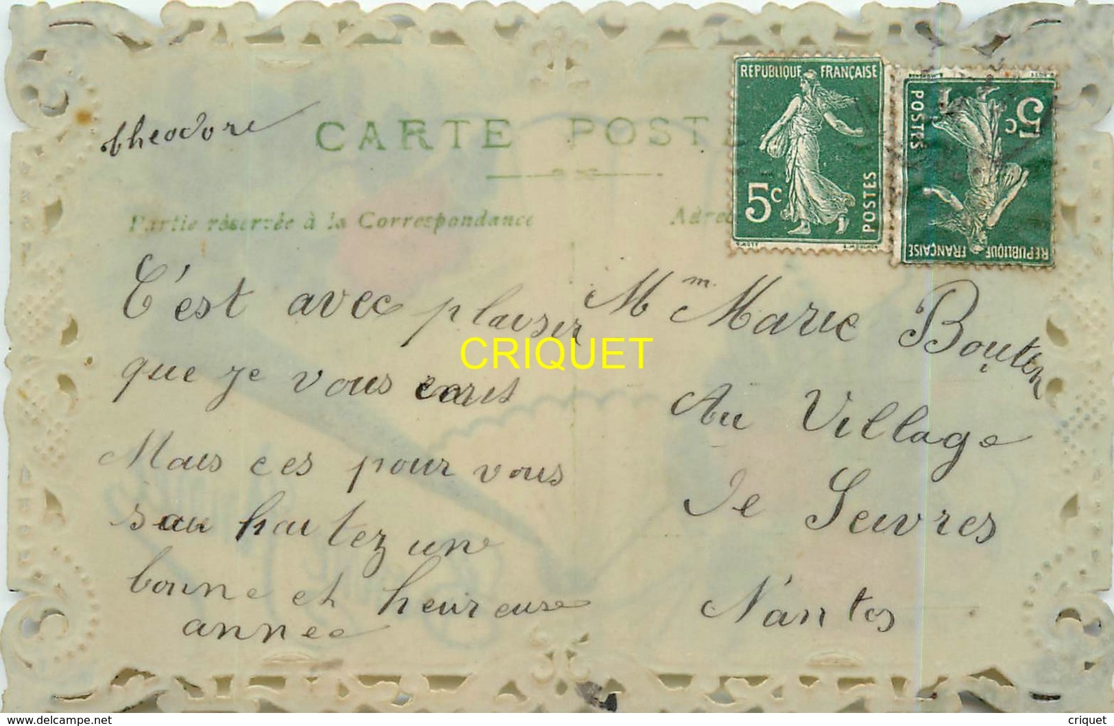 Bonne Année, Superbe Carte En Celluloide Peinte Main, éventail, Pivoines, Myosotis Et Paillettes - Anno Nuovo