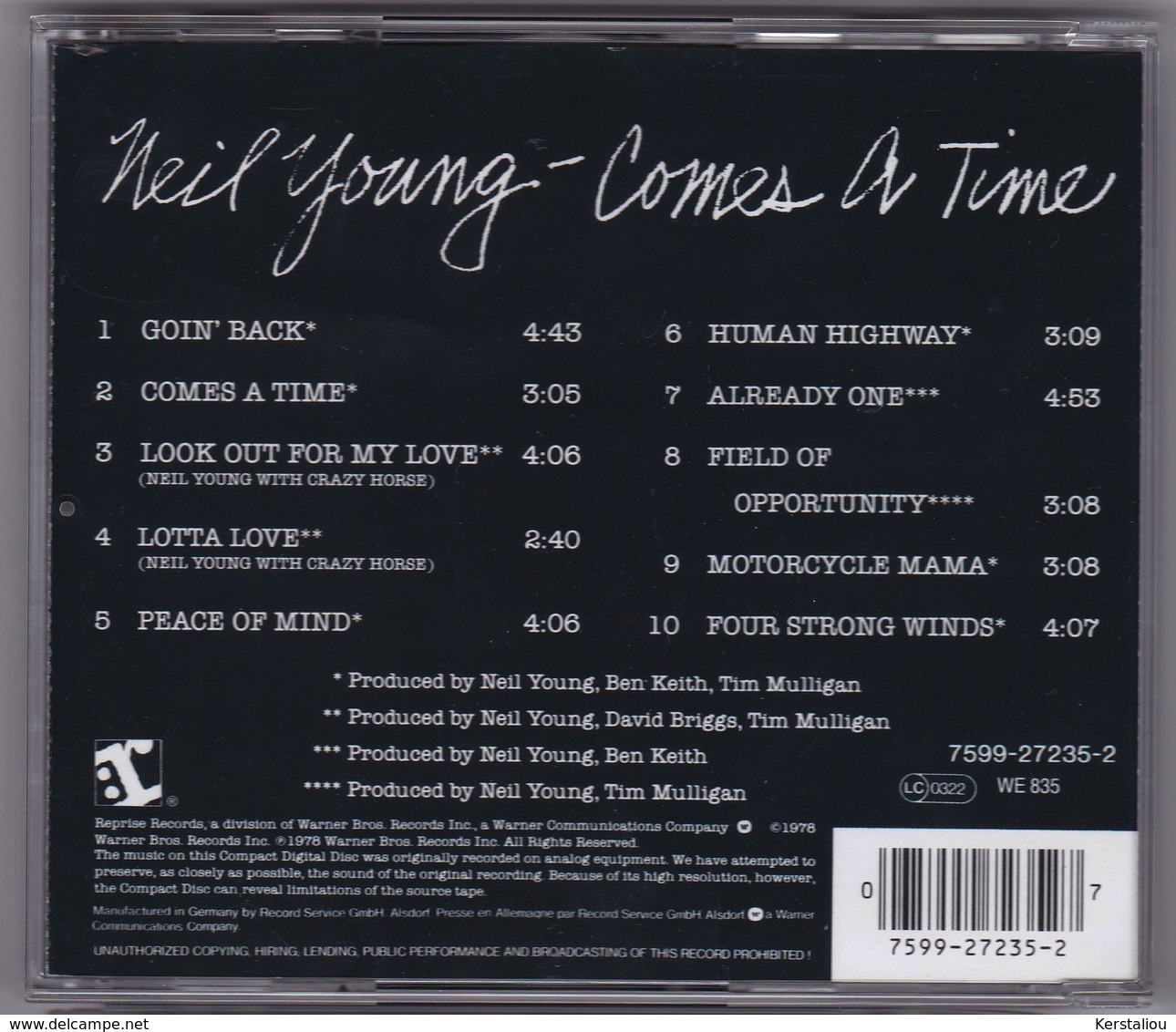 NEIL YOUNG – COMES A TIME – CD – Reprise Records – Made In Germany. - Rock