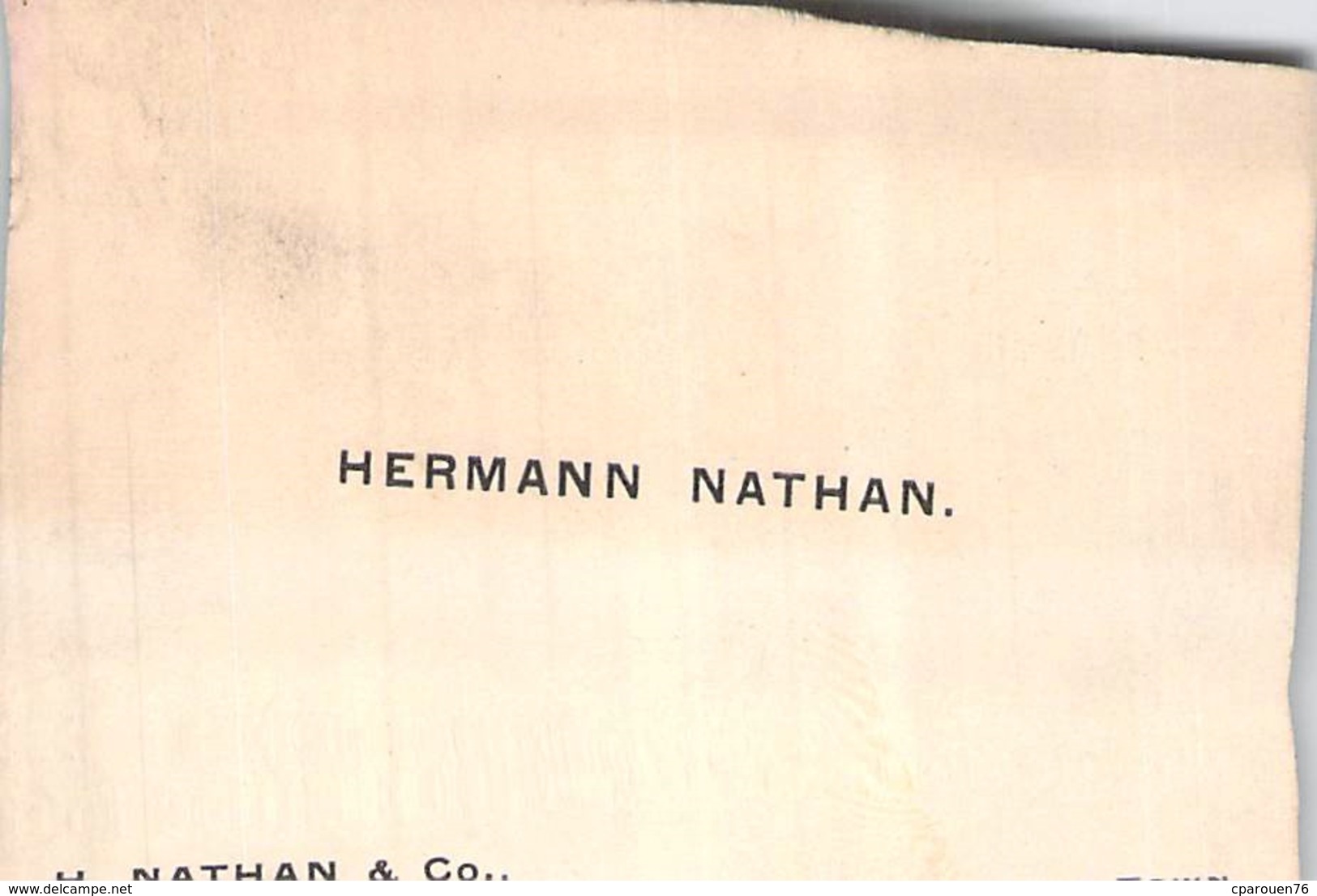 Carte De Visite DE HERMANN NATHAN H NATAHN ET CIE PRODUCT MERCHANTS KING WN S TOWN - Cartoncini Da Visita