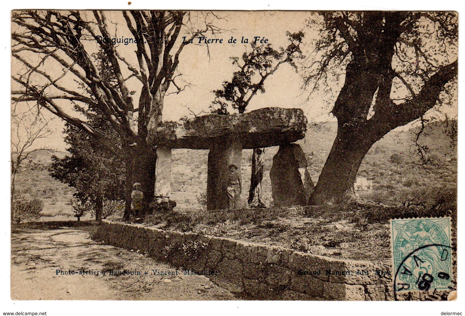 CPA Dolmen Druidique La Pierre De La Fée Draguignan 83 Var éditeur Baudoin Vincent à Marseille N°17 - Dolmen & Menhirs