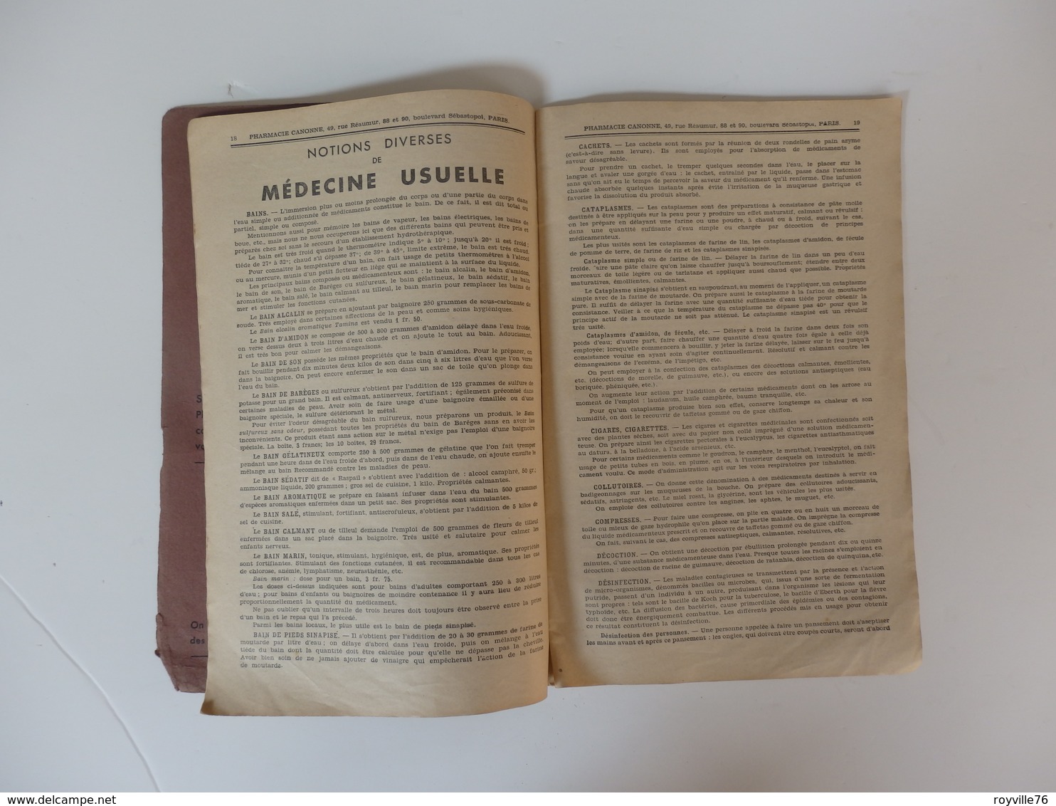 Guide Des Spécialités Canonne. Pharmacie Canonne 49, Rue Réaumur 88 Et 90 Bd Sébastopol à Paris. - Altri & Non Classificati