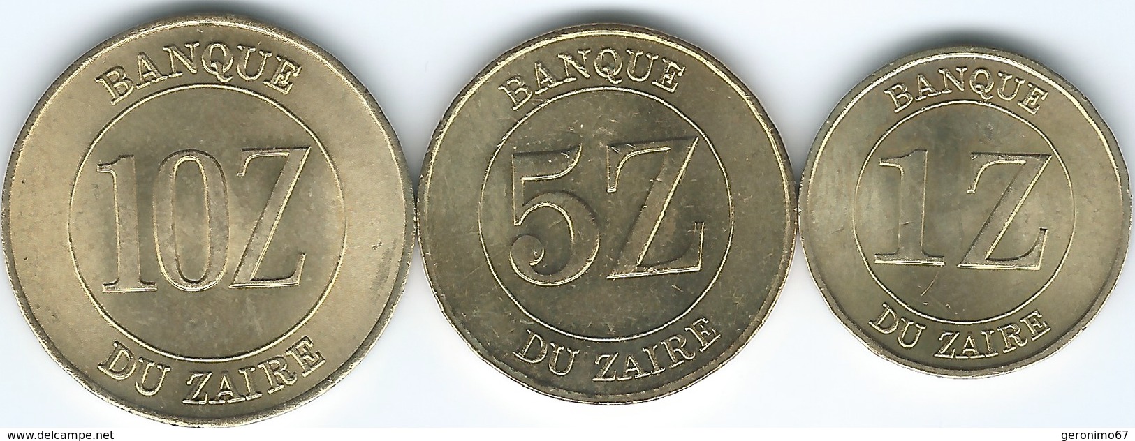 Zaire - 1 (1987), 5 (1987) & 10 Zaïres (1988) - (KMs 13-15) - Zaire (1971-97)
