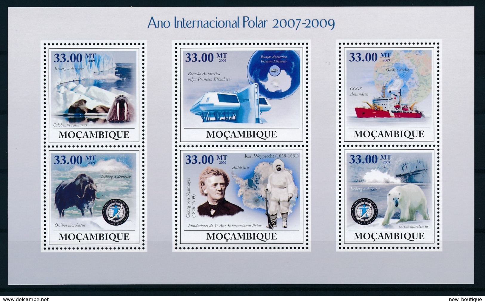 NB - [401310]Mozambique 2008 - Année International Polaire 2007-2009, Morse, Ours Blanc - Année Polaire Internationale