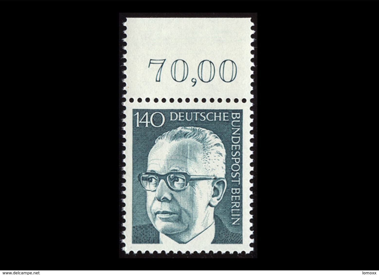 Berlin 1973, Michel-Nr. 430, Freimarken Bundespräsident Dr. Gustav Heinemann, 140 Pf., Bogenrand Oben, Postfrisch - Ungebraucht