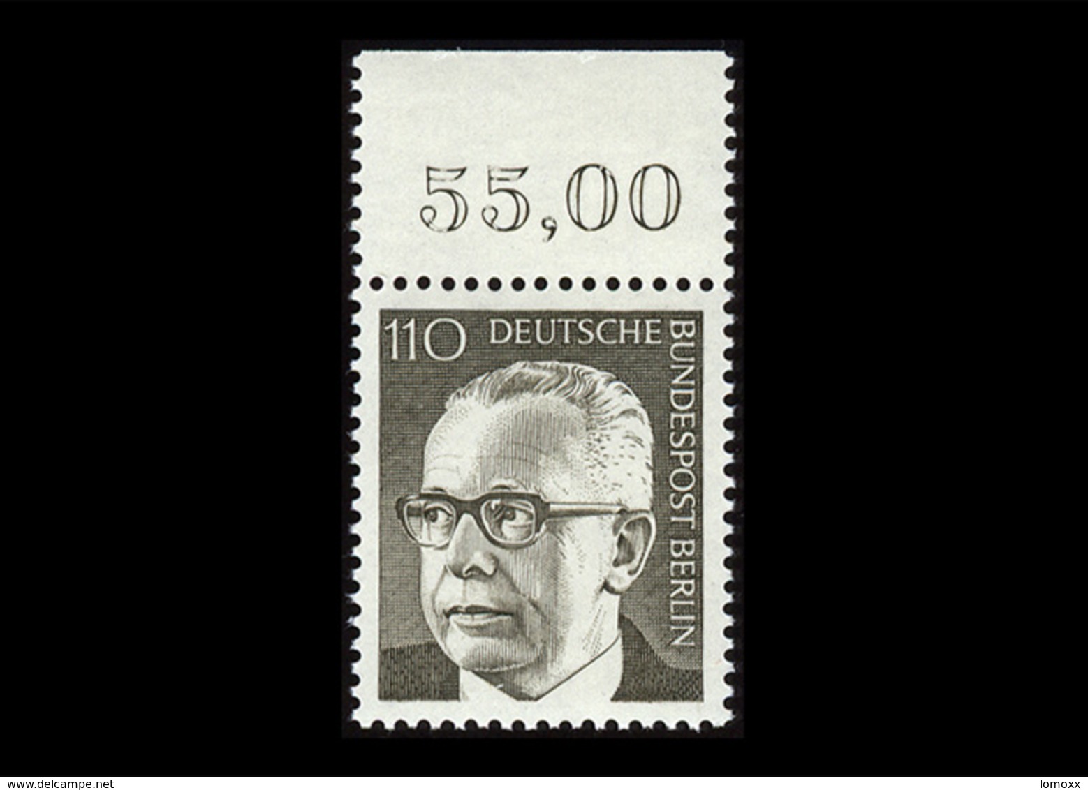 Berlin 1973, Michel-Nr. 428, Freimarken Bundespräsident Dr. Gustav Heinemann, 110 Pf., Bogenrand Oben, Postfrisch - Ungebraucht