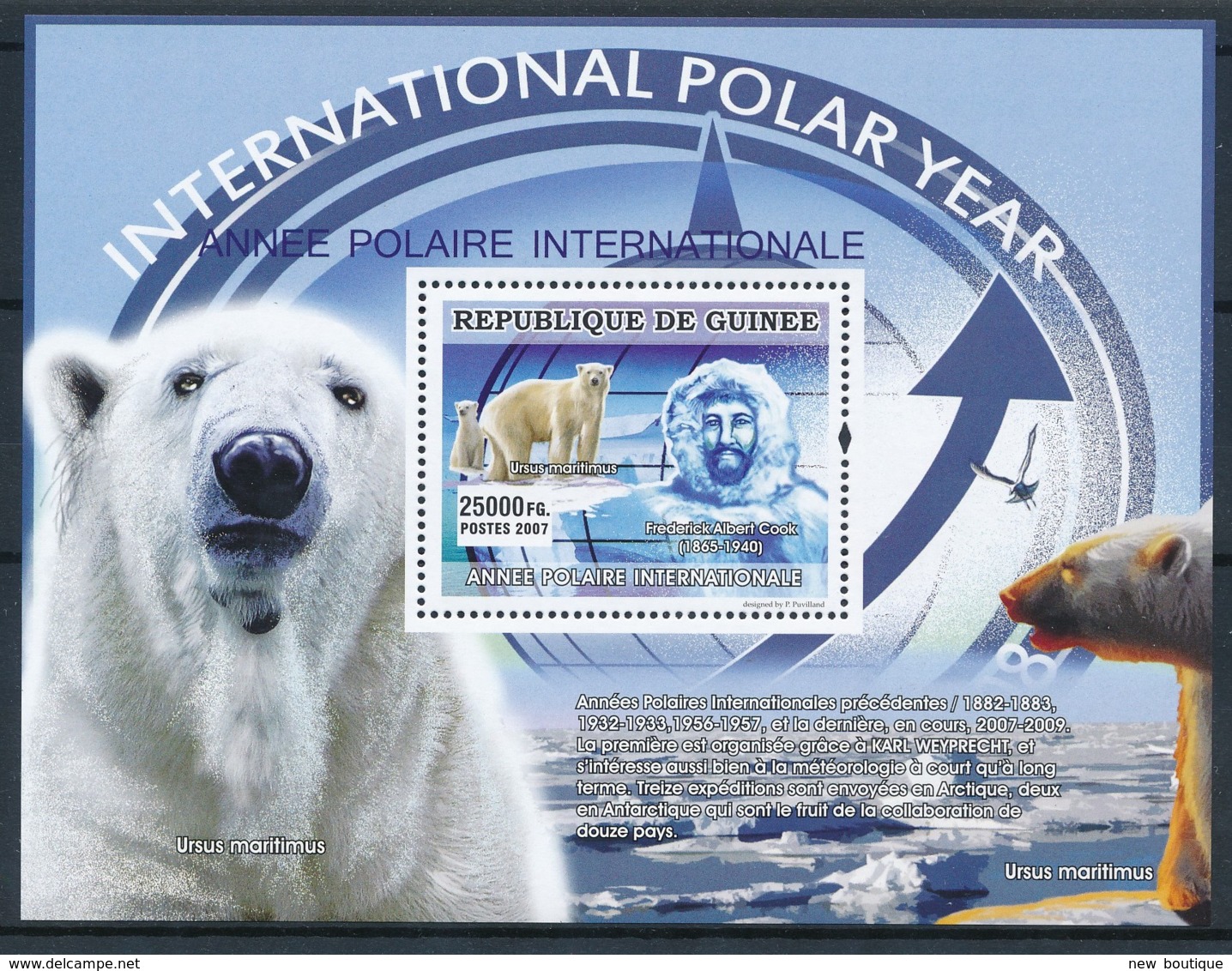 NB - [402098]Guinée 2007 - Année International Polaire, Ours Blanc, Oiseaux - Anno Polare Internazionale