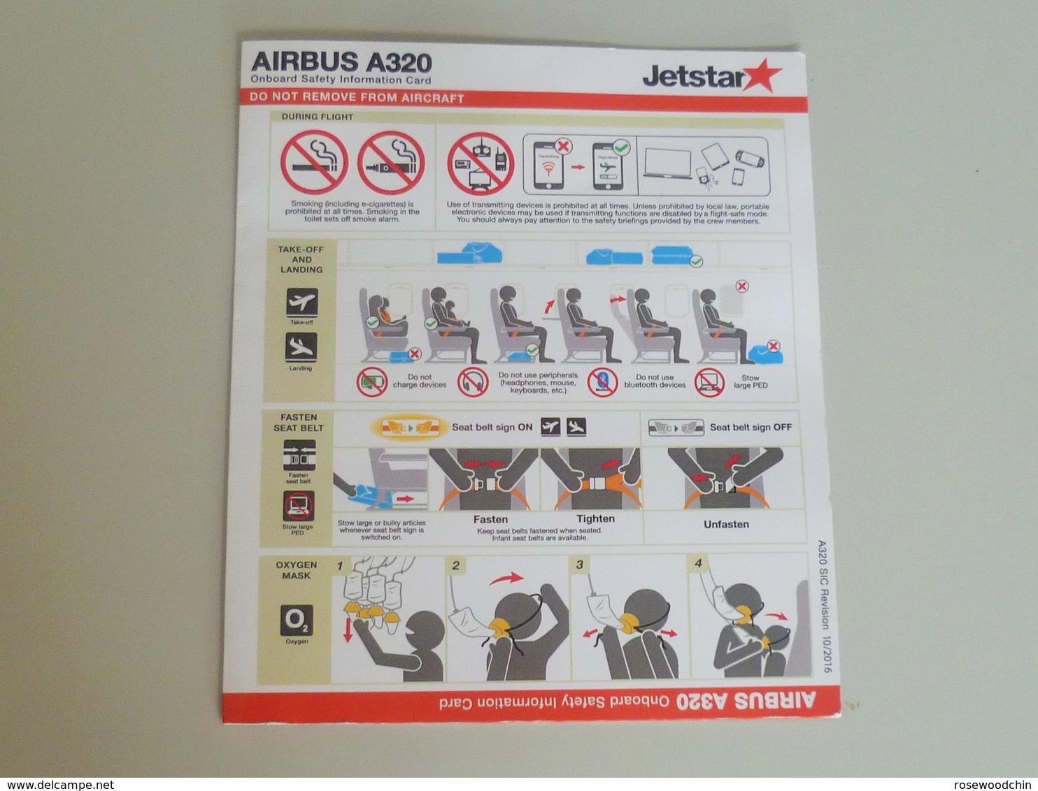 Airlines Jetstar A320 Airbus Onboard Safety Information Card (#3) - Fichas De Seguridad