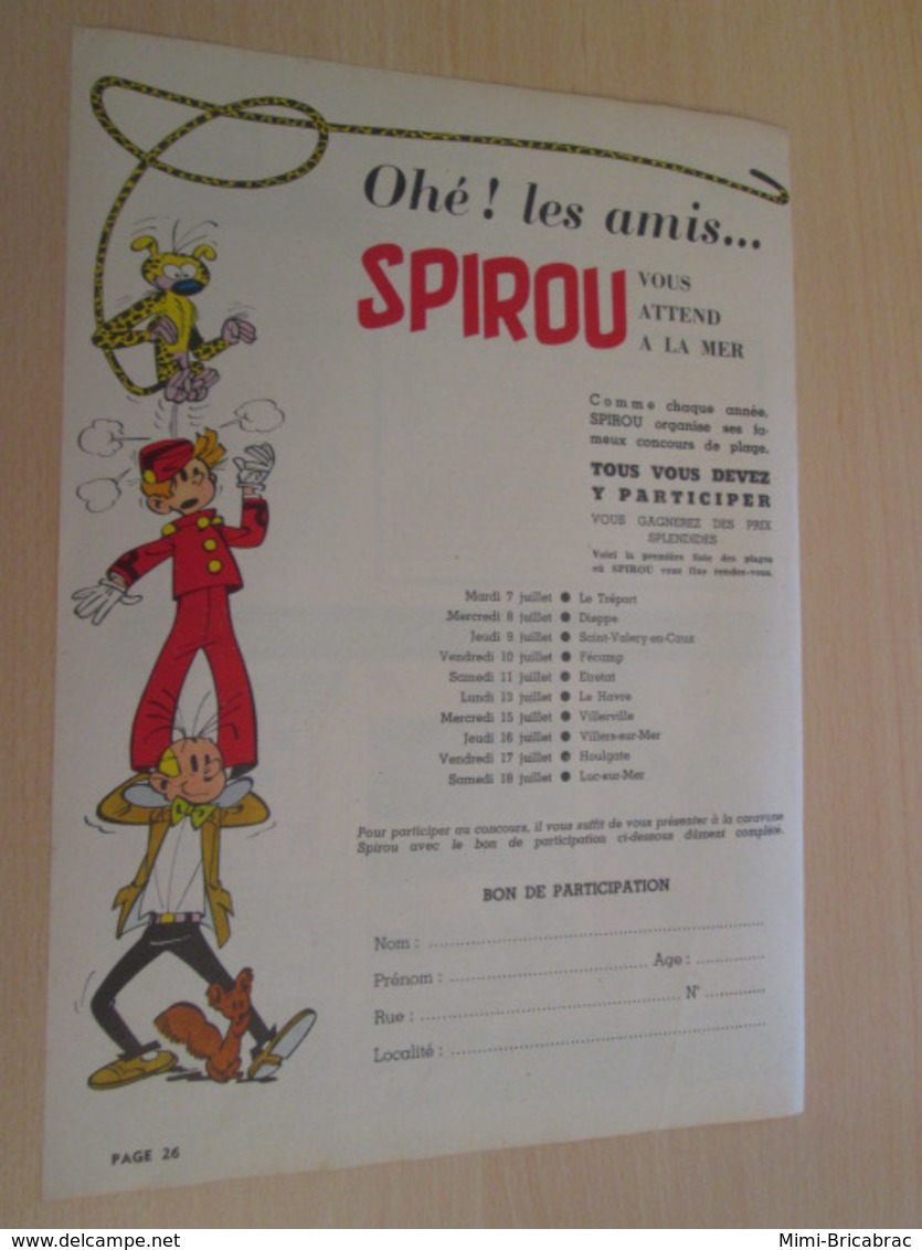 SPI19 SPIROU ANNEES 50/60 1 PAGE : FRANQUIN MARSUPILAMI PUBLICITE ANNONCE TOURNEE DES PLAGES - Spirou Et Fantasio