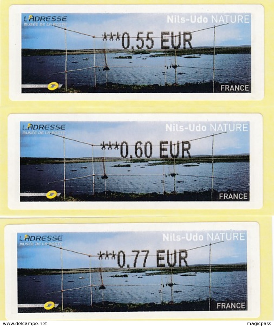 Vignettes LISA, Nils Udo, 2010, 0.55 + 0.60 + 0.77 EUR, Neuves - 2010-... Abgebildete Automatenmarke
