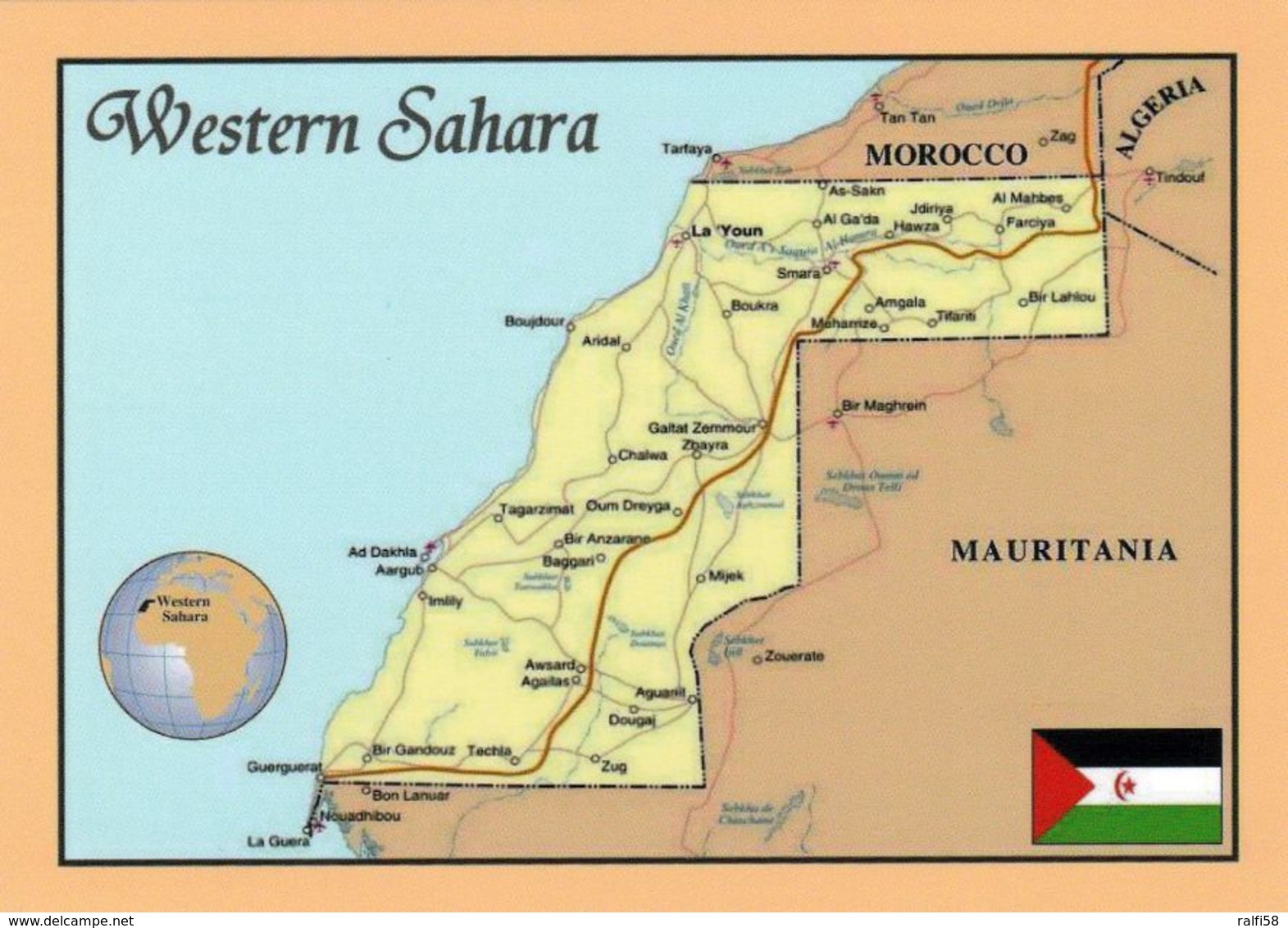 1 MAP Of Western Sahara* 1 Ansichtskarte Mit Der Landkarte Von West Sahara * - Landkarten