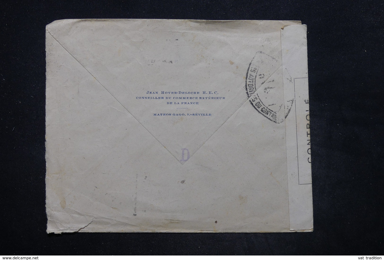 ESPAGNE - Enveloppe De Sévilla  Via Madrid Pour La France En 1941 Avec Contrôles Postaux - L 26577 - Nationalistische Zensur