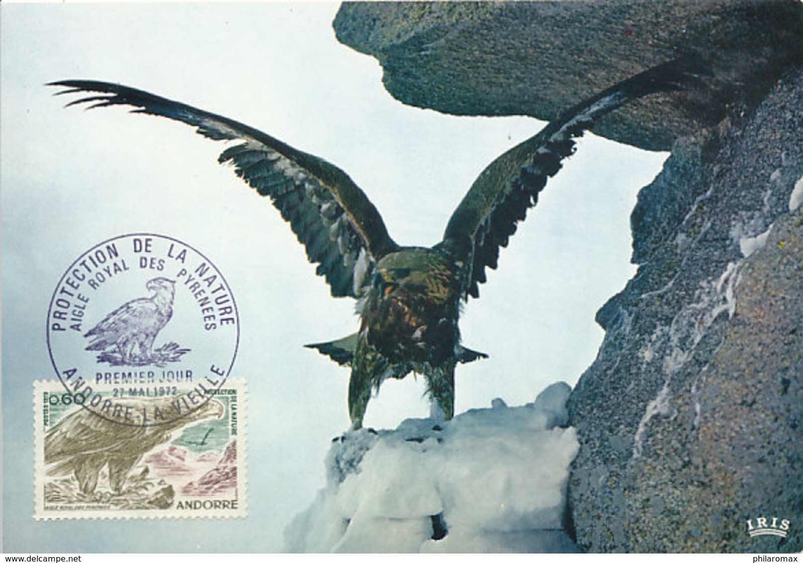 D36569 CARTE MAXIMUM CARD TRIPLE 1972 ANDORRE - EAGLE AIGLE ADLER CP ORIGINAL - Aigles & Rapaces Diurnes