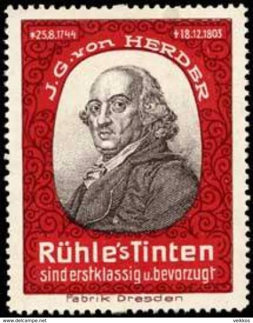 Dresden: Johann Gottfried Herder Reklamemarke - Erinnophilie