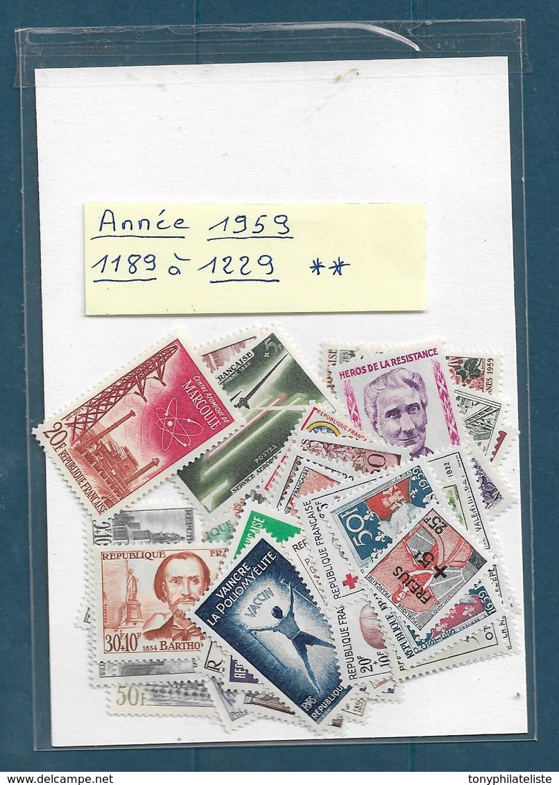 France Année  1959 Complète En Neuf **  N °1189 A 1229  Cote 79€ - 1950-1959