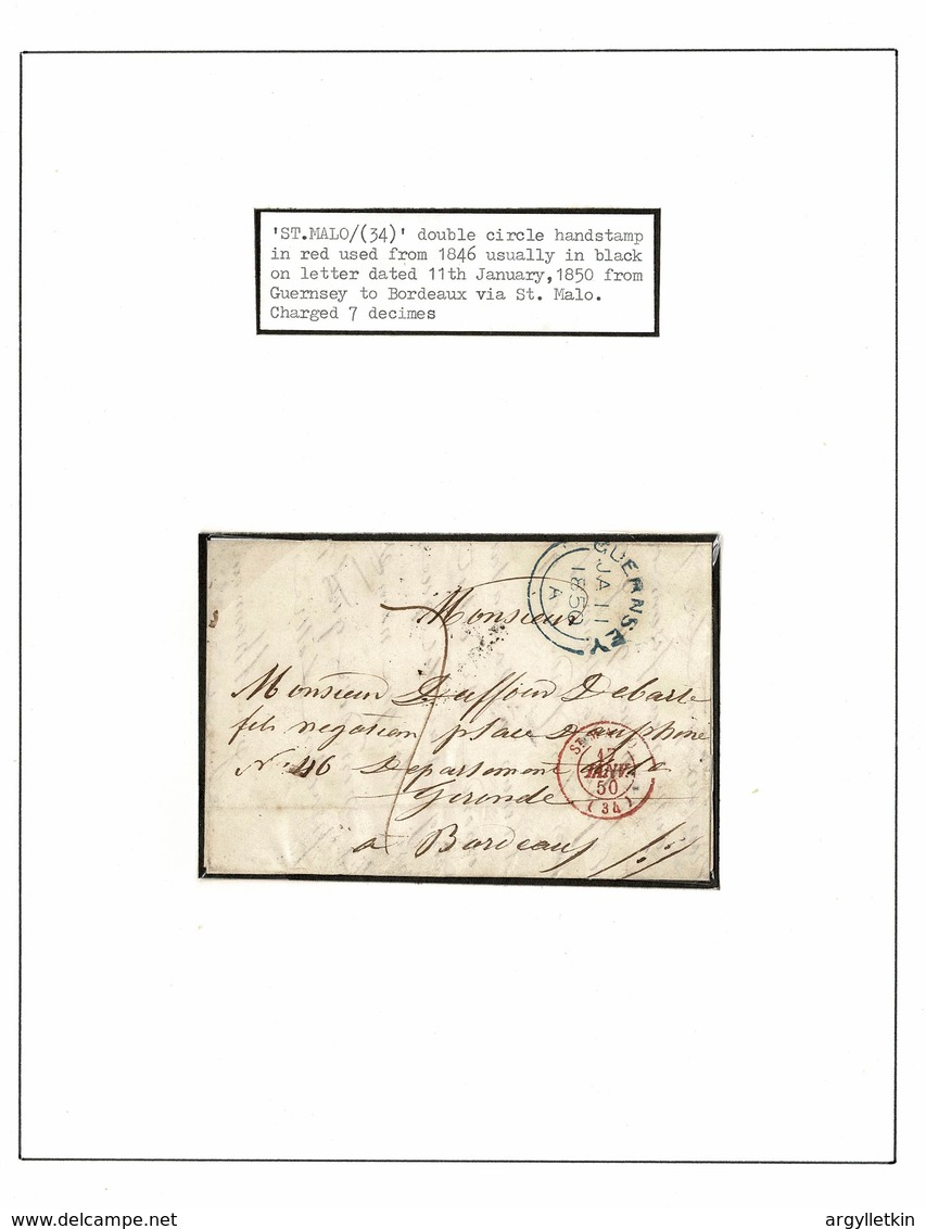 CHANNEL ISLANDS GUERNSEY 1850 AND 1873 GRANVILLE INTER ISLAND MAIL - Guernesey
