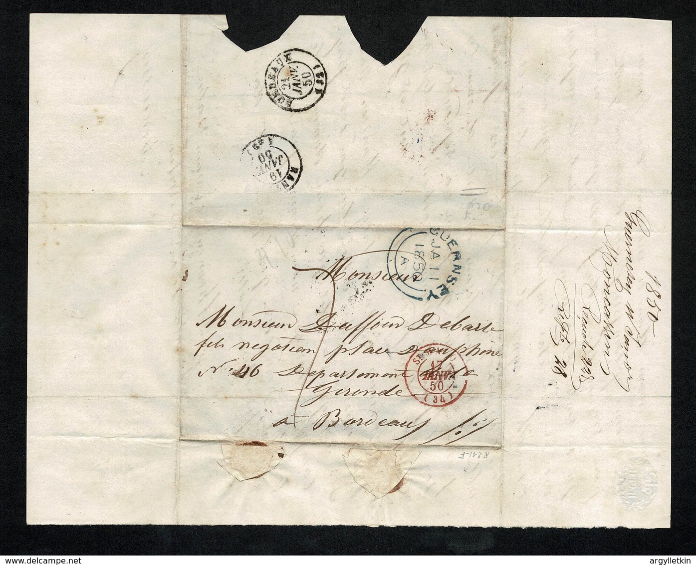 CHANNEL ISLANDS GUERNSEY 1850 AND 1873 GRANVILLE INTER ISLAND MAIL - Guernsey