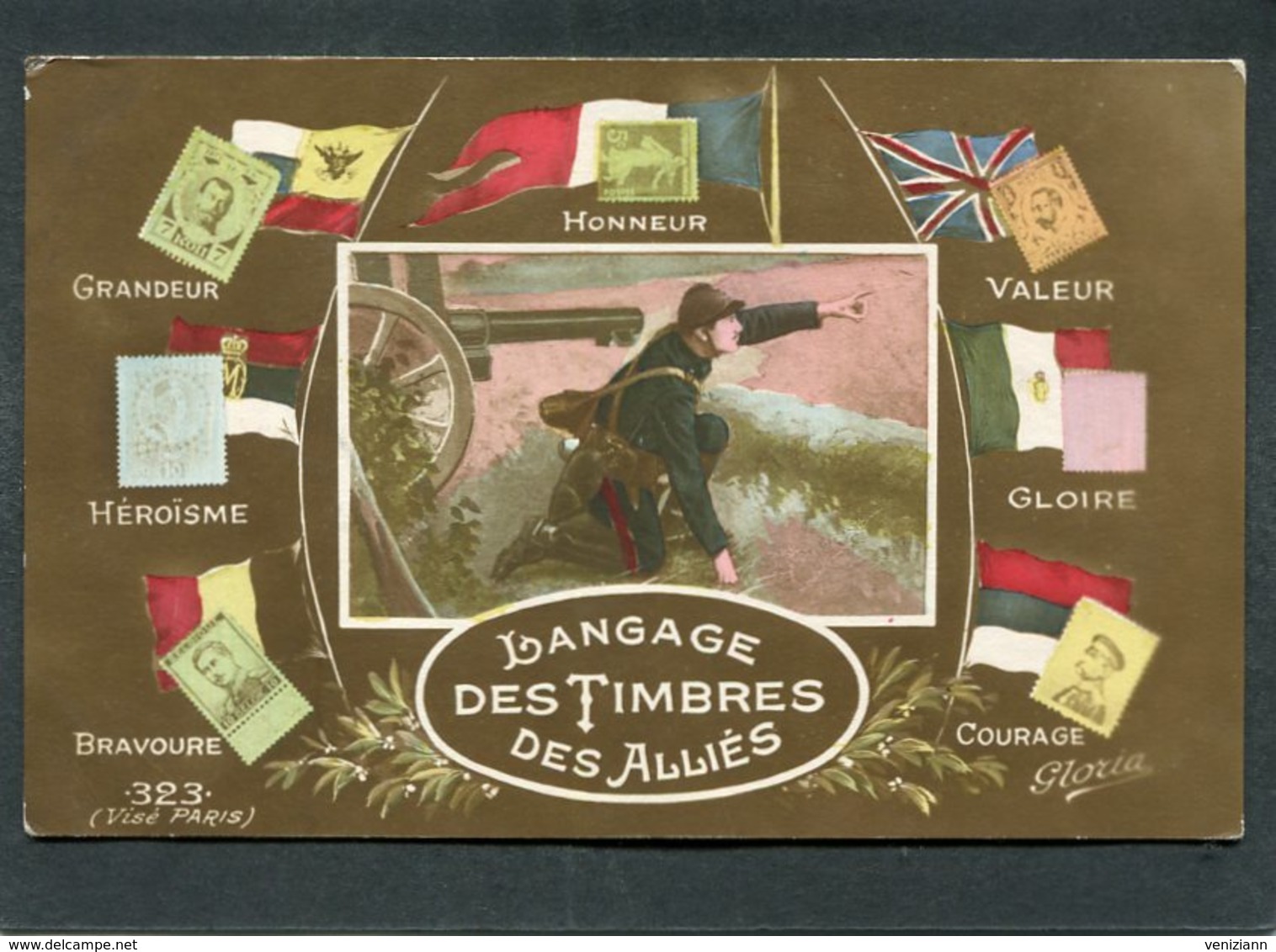 CPA - Langage Des Timbres Des Alliés - Guerre 1914-18