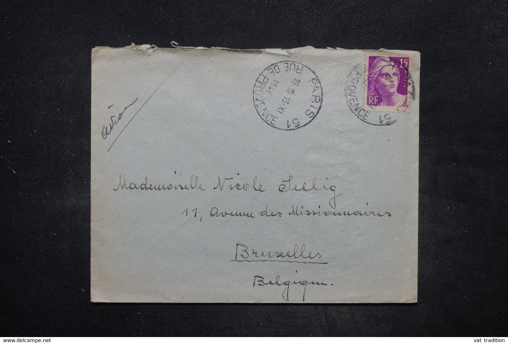 FRANCE - Enveloppe De Paris Pour Bruxelles En 1946 , Affranchissement Gandon - L 26589 - 1921-1960: Période Moderne