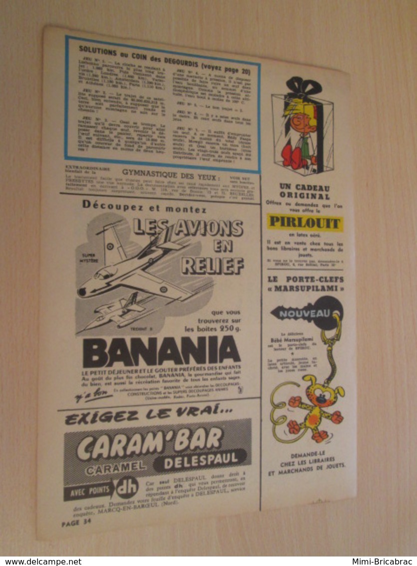 SPI19 SPIROU ANNEES 50/60 1 PAGE : PUBLICITE JOUETS BANANIA + CARAMBAR + MARSUPILAMI - Other & Unclassified