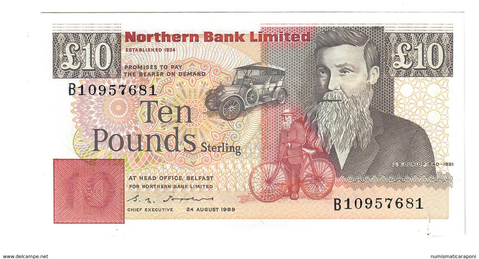 Northern Bank Limited 10 Pounds 24 08 1989 Q.fds About Unc Lotto 2435 - Irland