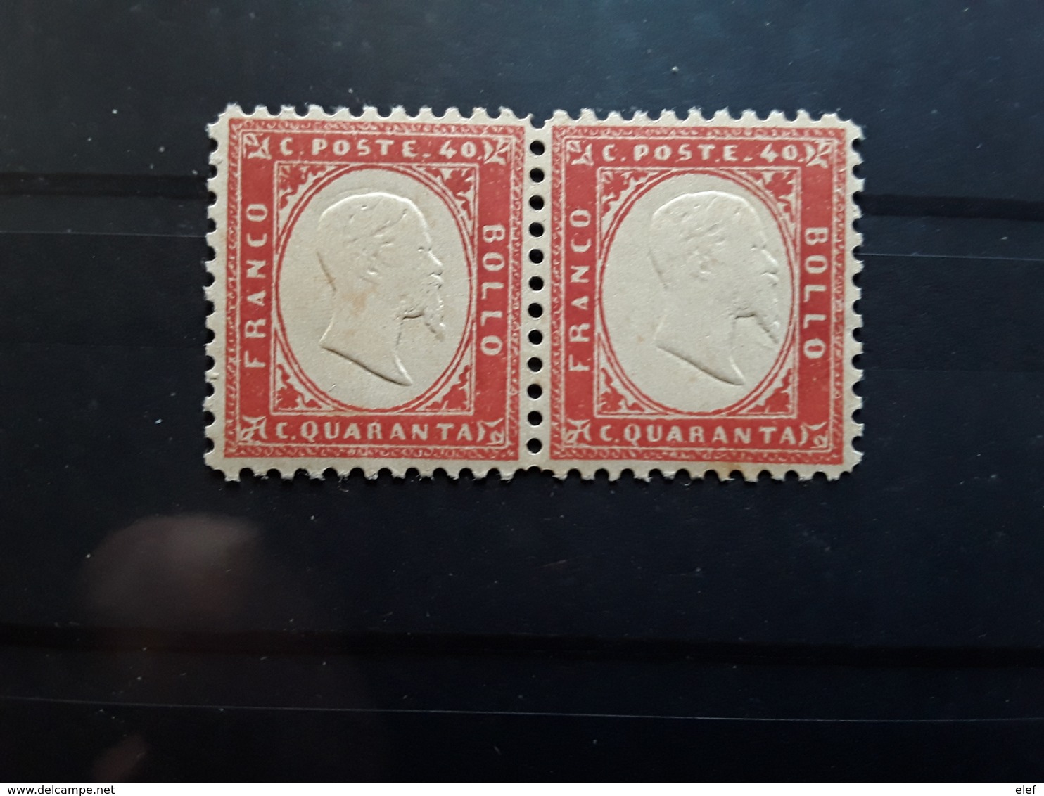 ITALIA / Italie / Italy / Italien 1862 ,Vittorio Emanuele II  , PAIRE Yvert N° 4 , 40 C Rouge, Neuve **  MNH - Neufs
