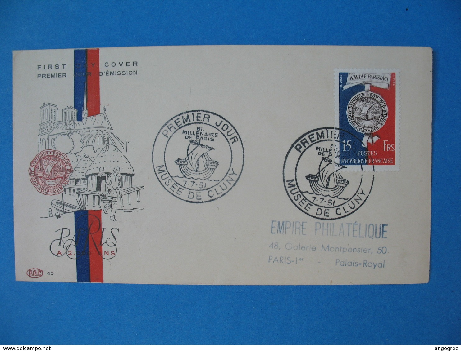 FDC France  7/7/1951  N° 906 - Bi-Millénaire De Paris  Cachet Musée De Cluny - 1950-1959