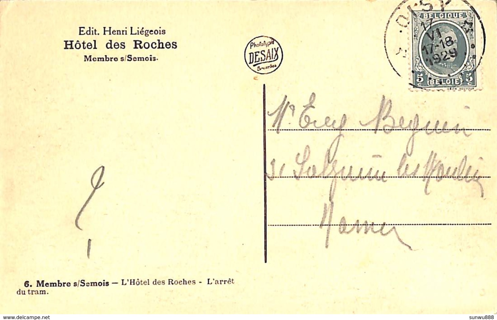 Membre S/Semois - Hôtel Des Roches, L'arrêt Du Tram (Desaix, 1928, Oldtimer) - Walcourt