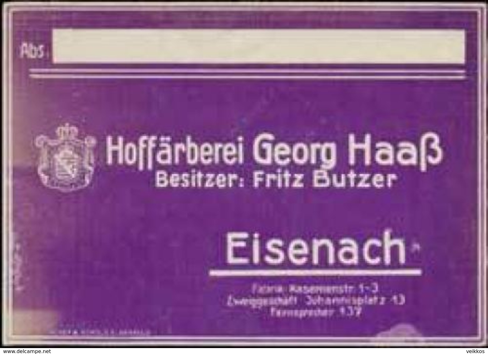 Eisenach: Hoffärberei Reklamemarke - Cinderellas