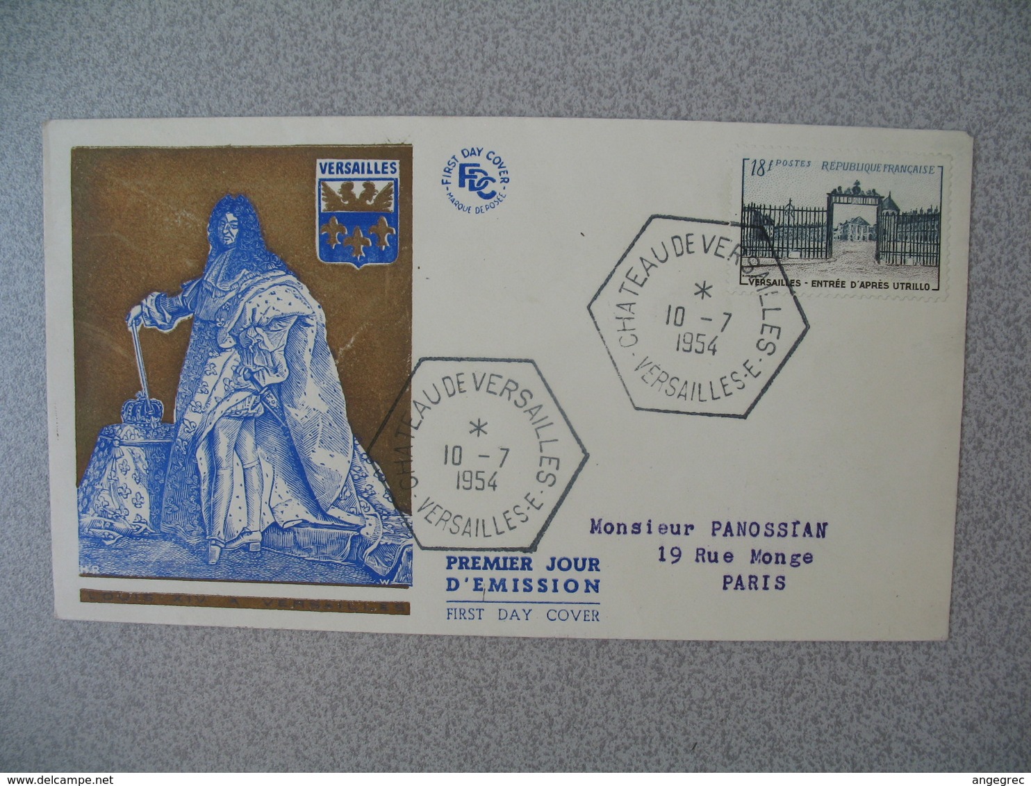 FDC France 10/7/1954  N° 988  Grille D'entrée Du Château De Versailles  Cachet Versailles - 1950-1959