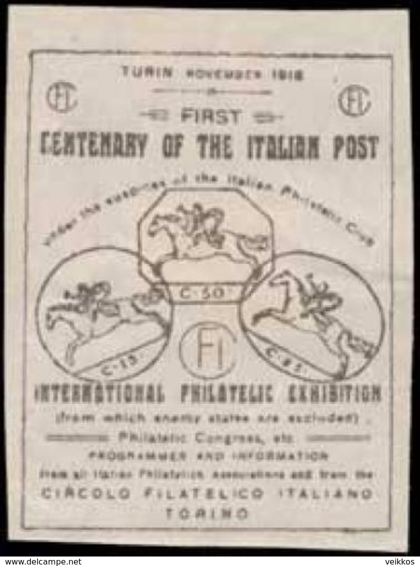 Turin: Centenary Of The Italian Post Reklamemarke - Erinnophilie