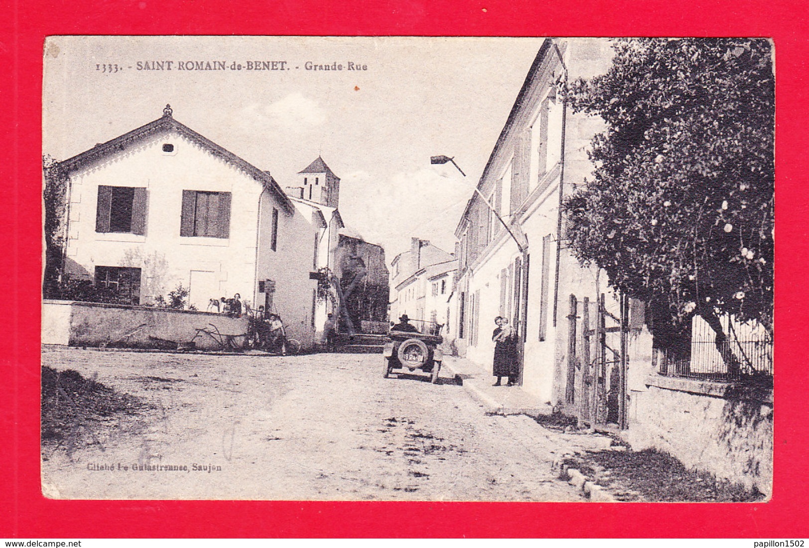 F-17-Saint Romain De Benet-03Ph102  La Grande Rue, Vieille Voiture, Cpa - Autres & Non Classés