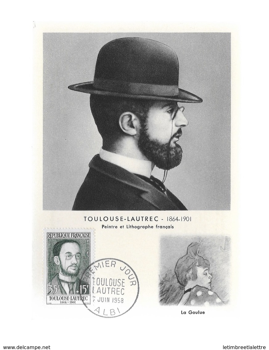 Carte Maximum 1958 Toulouse Lautrec - 1950-1959