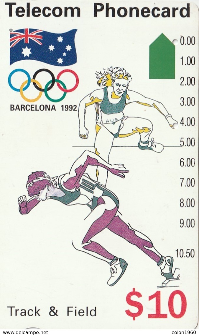 TARJETA TELEFONICA DE AUSTRALIA, BARCELONA 1992 - Track & Field (N91044-3-2). AUS-M-052a. (096) - Jeux Olympiques