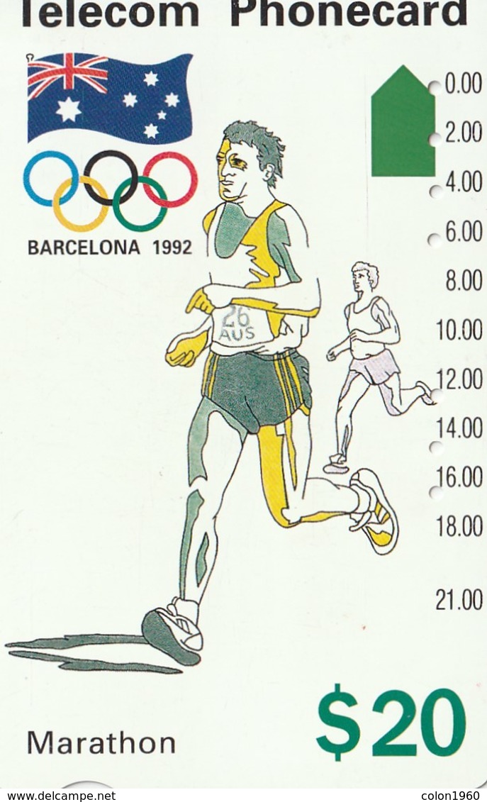 TARJETA TELEFONICA DE AUSTRALIA, BARCELONA 1992 - Marathon (91045-4-2). AUS-M-053a. (103) - Jeux Olympiques