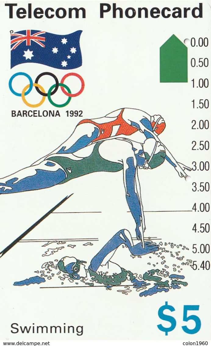 TARJETA TELEFONICA DE AUSTRALIA, BARCELONA 1992 - Swimming (N91042-2-4). AUS-M-050c. (102) - Olympische Spelen