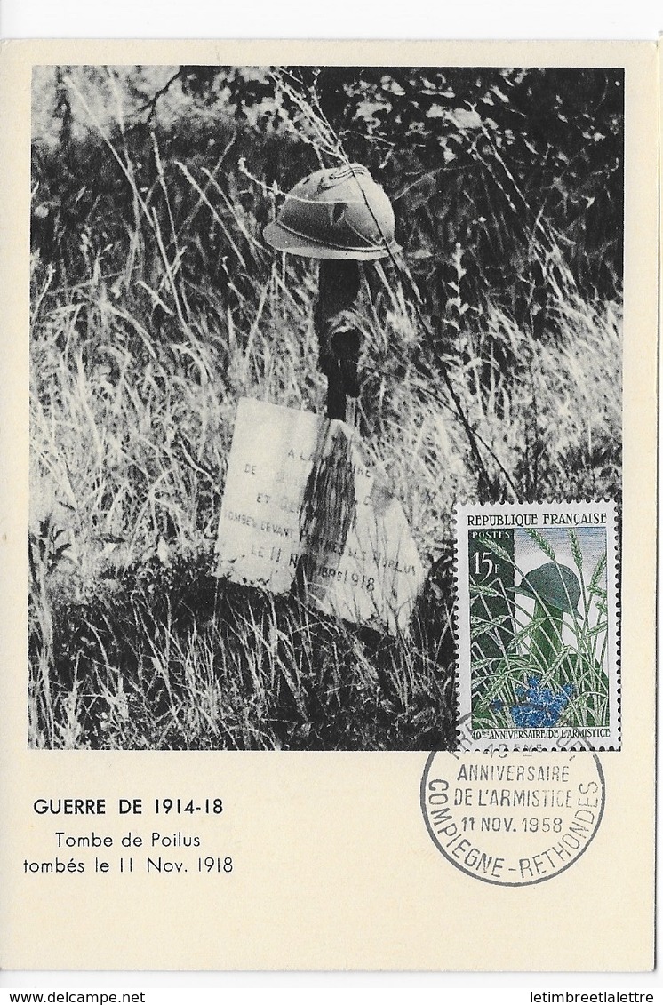 Carte Maximum 1958 Tombe De Poilus - 1950-1959